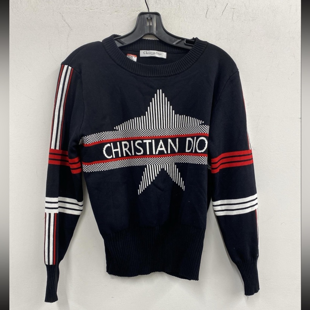 Stunning Christian Dior multicolor sweater EUC with star and logo
